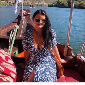 reformation size 6 blue and white dress